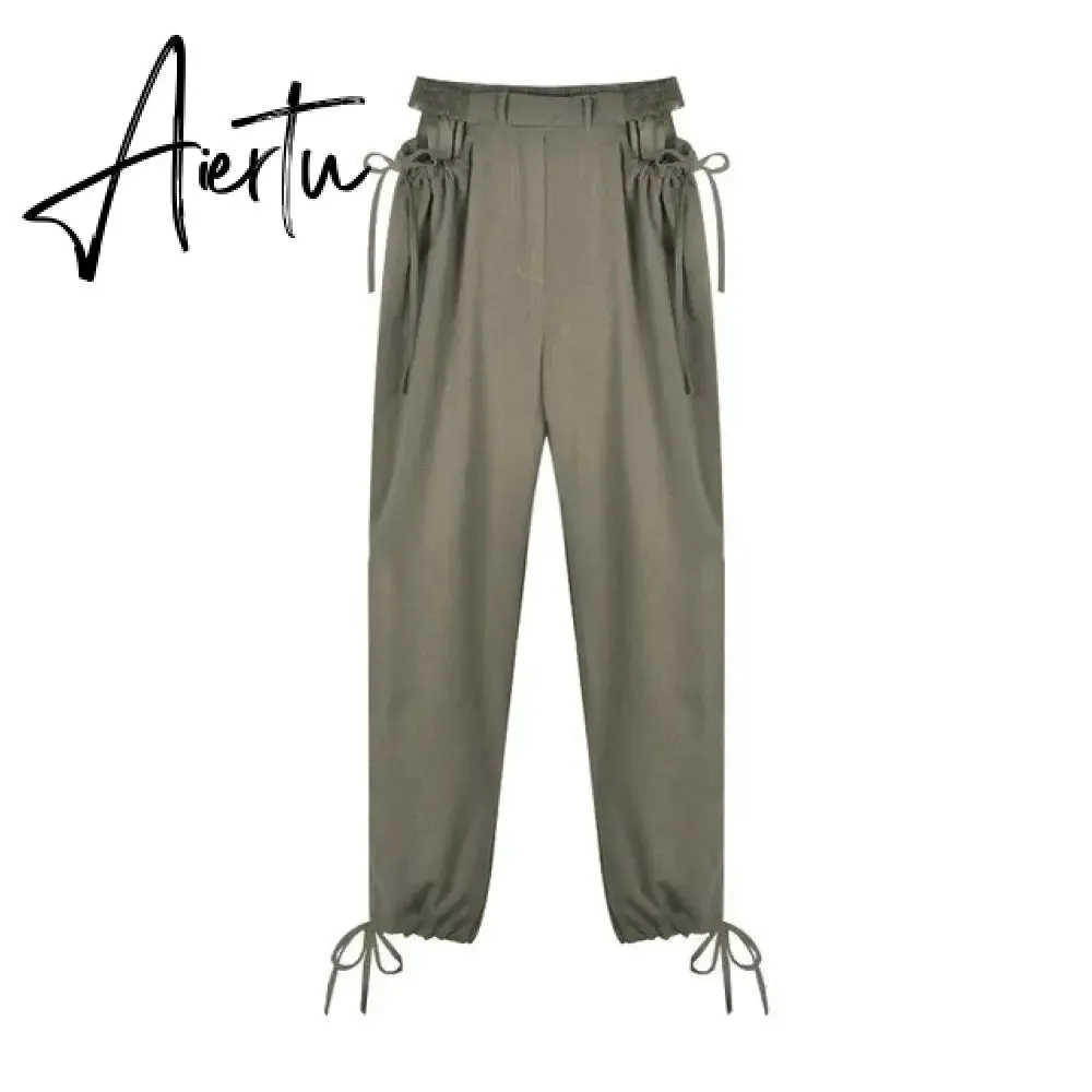 Aiertu Streetwear Women's Cargo Harem Pants Hip Hop High Waist Casual Female Track Pants Joggers Trousers Fashion Harajuku Women Pants