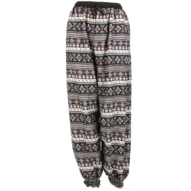 Ali Baba Trousers - Striped Geometric (Black & White)