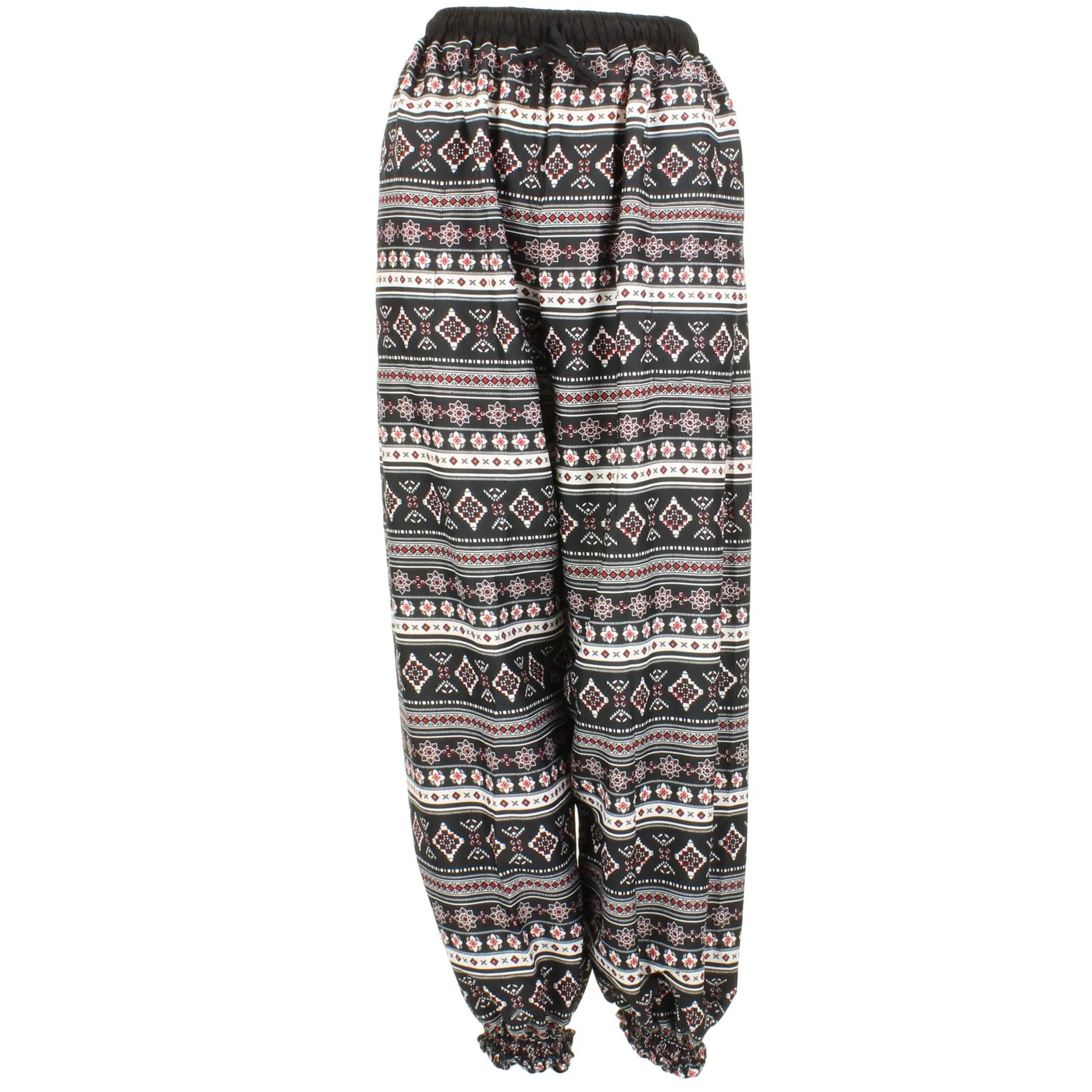 Ali Baba Trousers - Striped Geometric (Black & White)