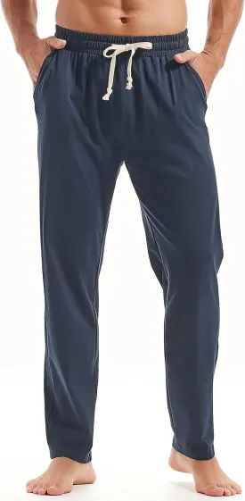 AMY COULEE Mens Cotton Yoga Pants Running Workout Lightweight Sweatpants Open Bottom Lounge Pants with Pockets