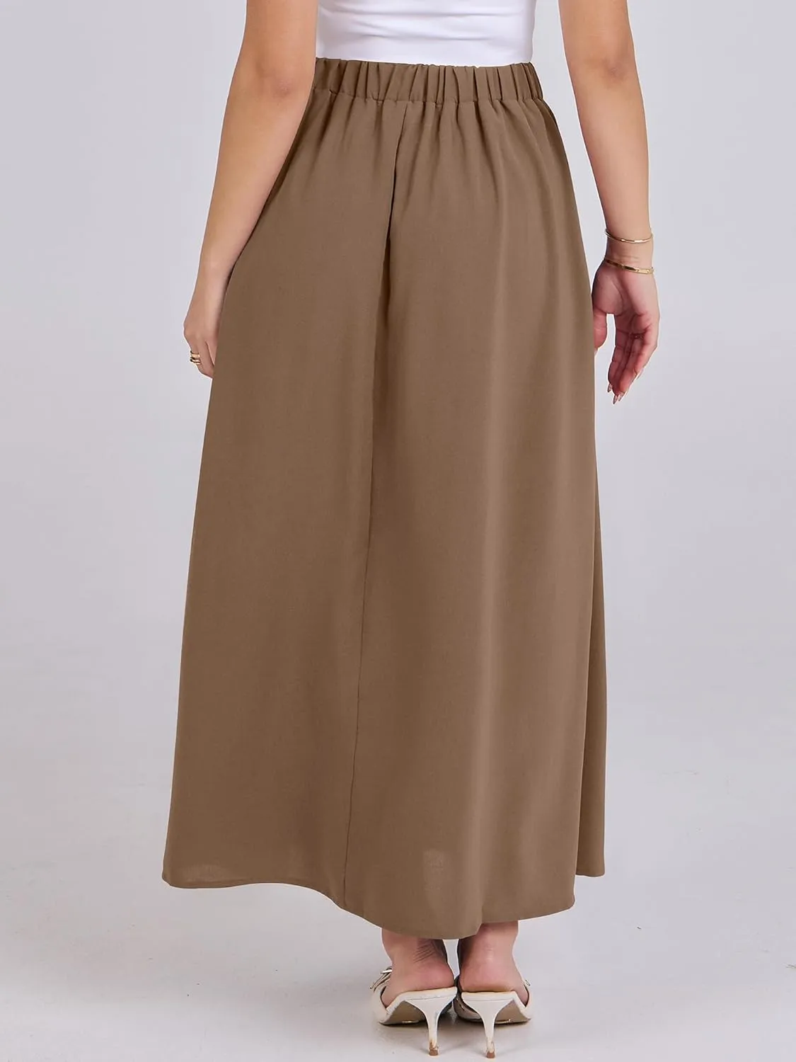 ANRABESS Women A-Line Pleated High Waist Maxi Skirt Full Ankle Length Flowy Swing Elegant Dressy Casual Work Long Skirts