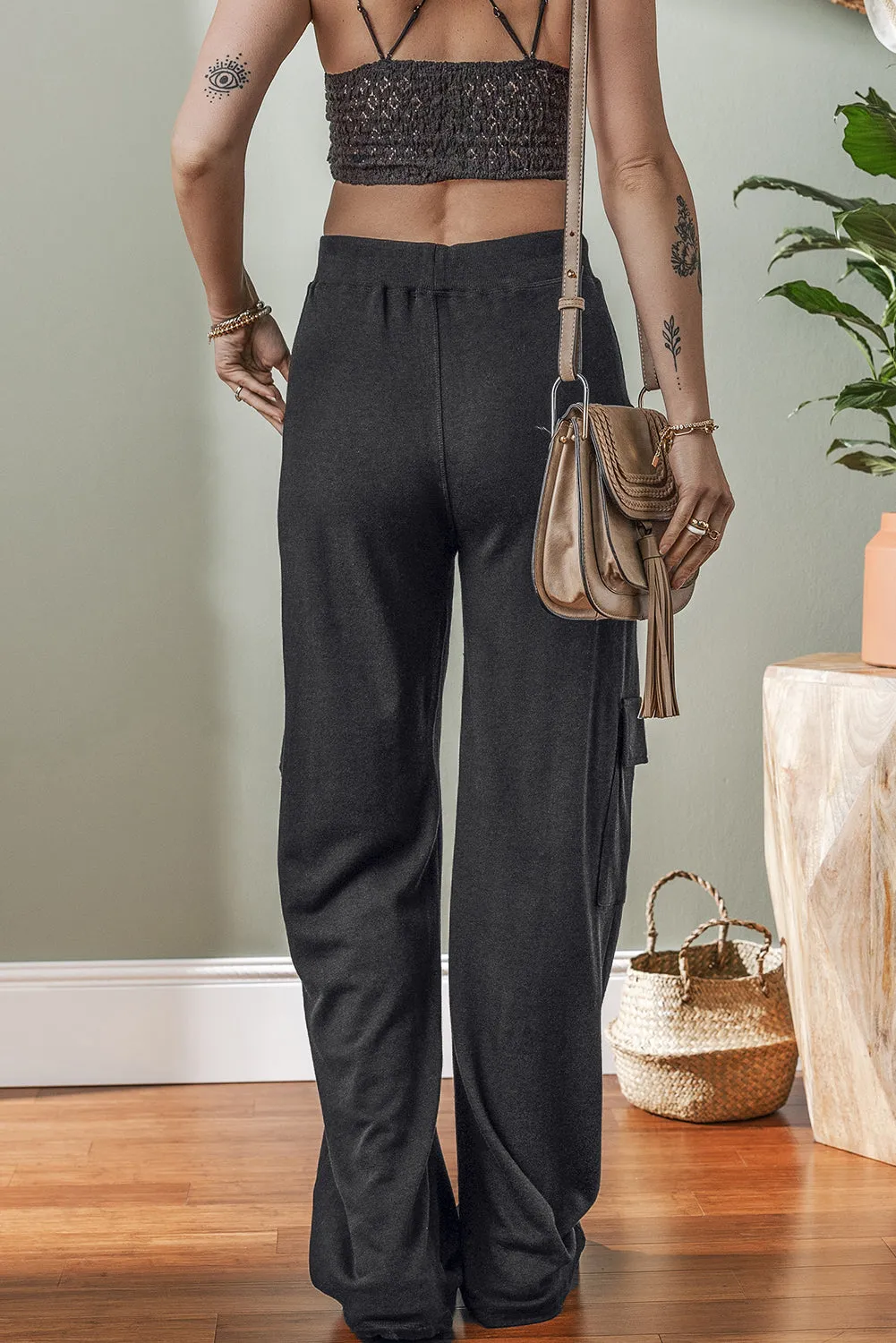 Cargo Pocket Drawstring Waist Sweatpants
