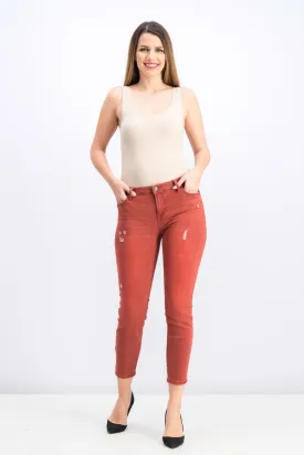 Celebrity Pink Juniors' Colored Distressed Skinny Jeans Dark Red Size 3