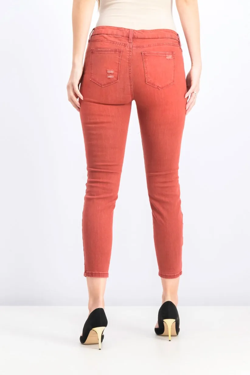 Celebrity Pink Juniors' Colored Distressed Skinny Jeans Dark Red Size 3