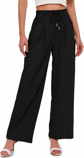 Cicy Bell Womens Wide Leg Dress Pants Elastic High Waist Pleated Work Pants Business Casual Trousers