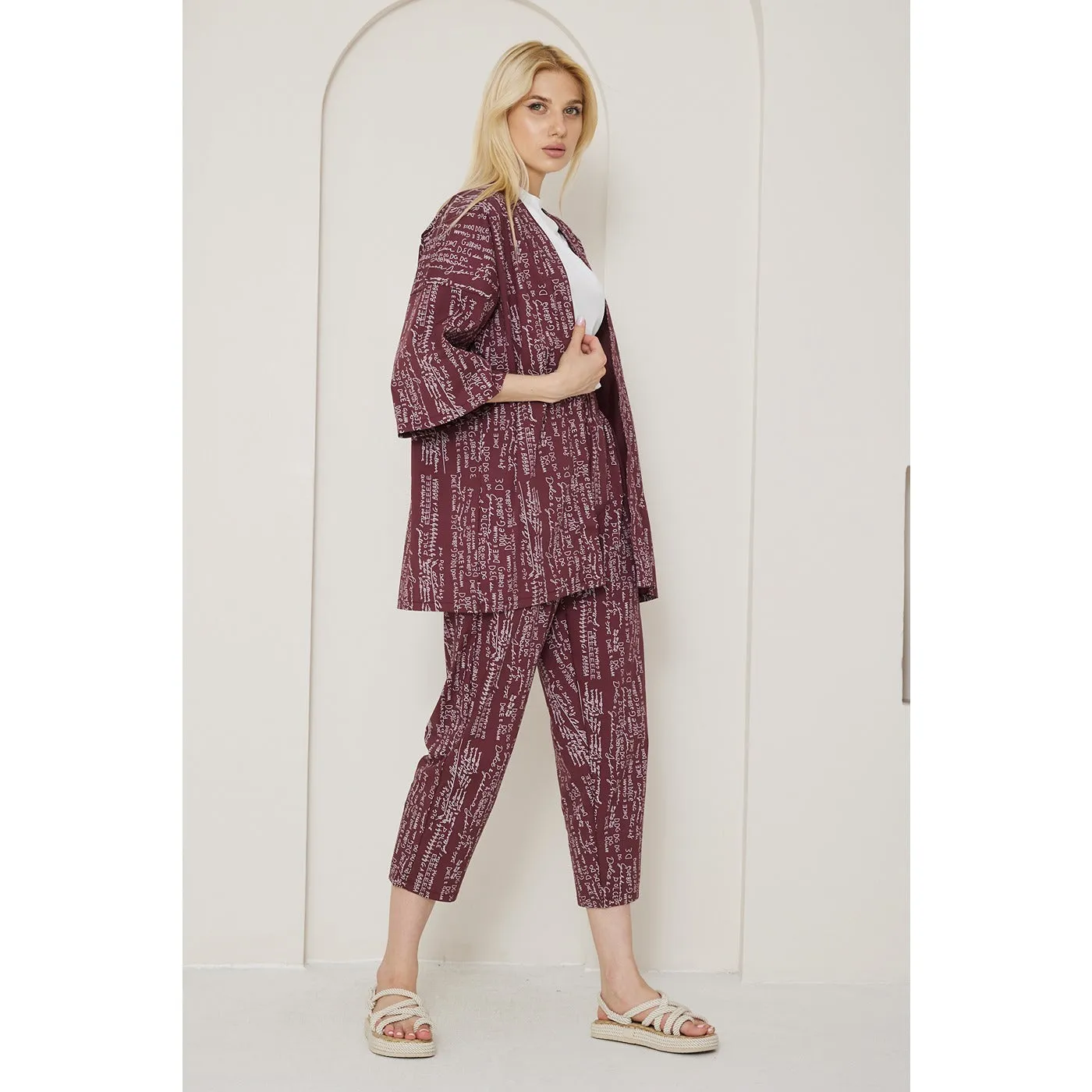 DG Red Printed Kimono Matching Set