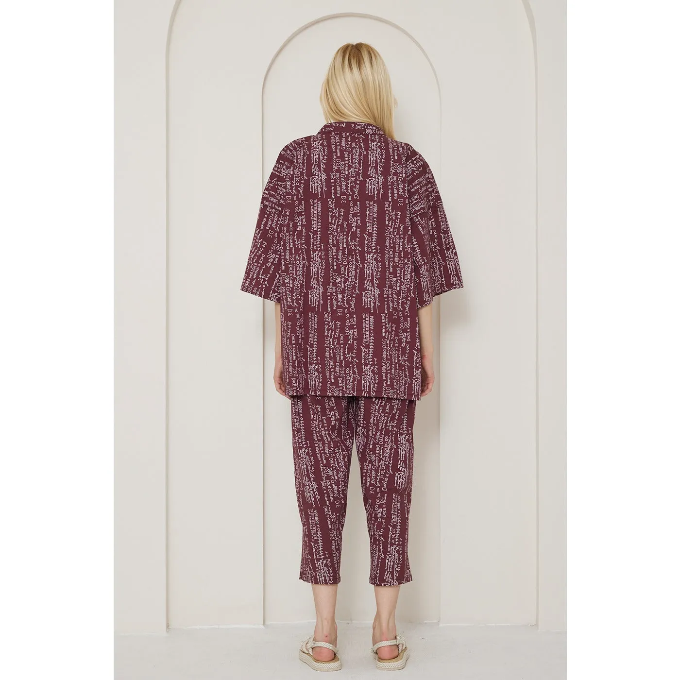 DG Red Printed Kimono Matching Set
