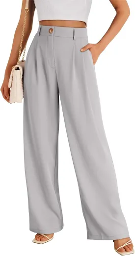 Dress Pants for Women,Women's Wide Leg Pants High Elastic Waisted Business Work Trousers Long Straight Suit Pants
