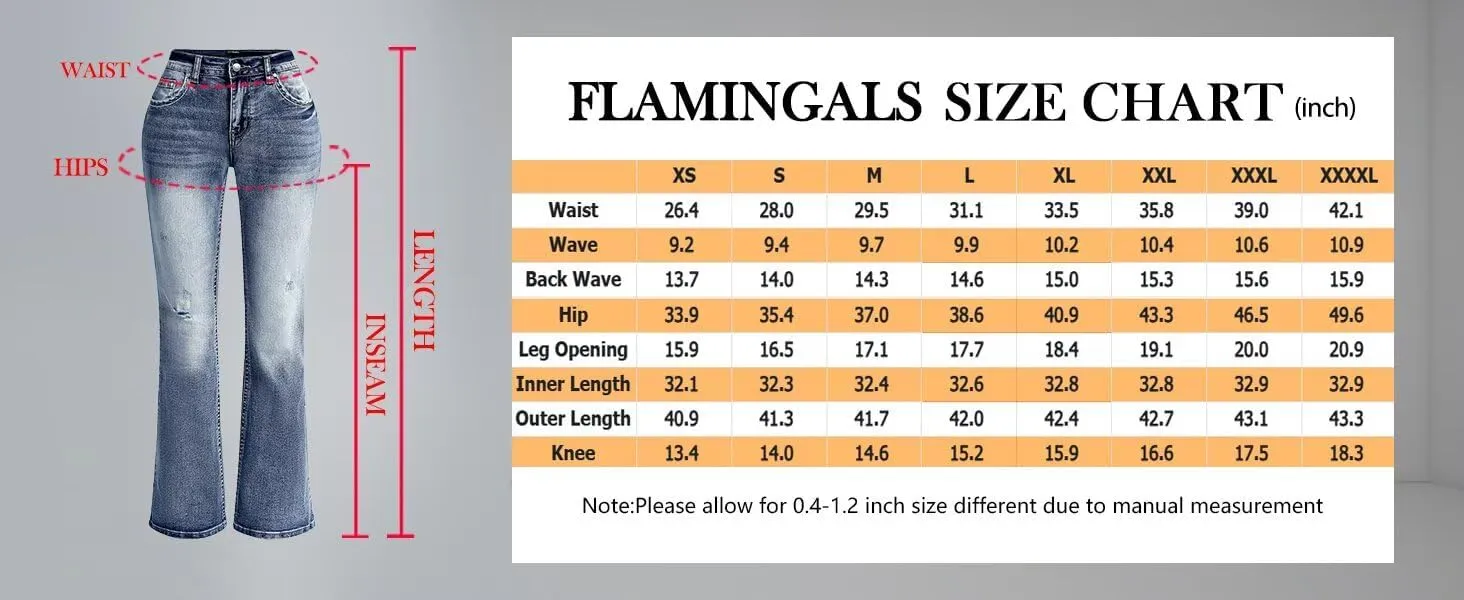 Flamingals Boot Cut Jeans for Women - Trendy Stretch Denim Pants With Butt Lifting and Tummy Control Features