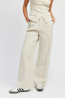 Full Length Pleated Linen Pants