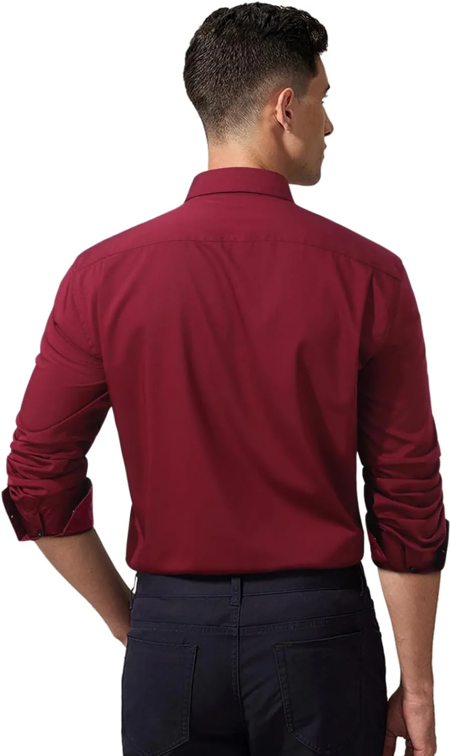 HISDERN Mens Dress Shirts Long Sleeve Button Down Casual Shirts for Men Inner Contrast Formal Business Tuxedo Wedding Shirt