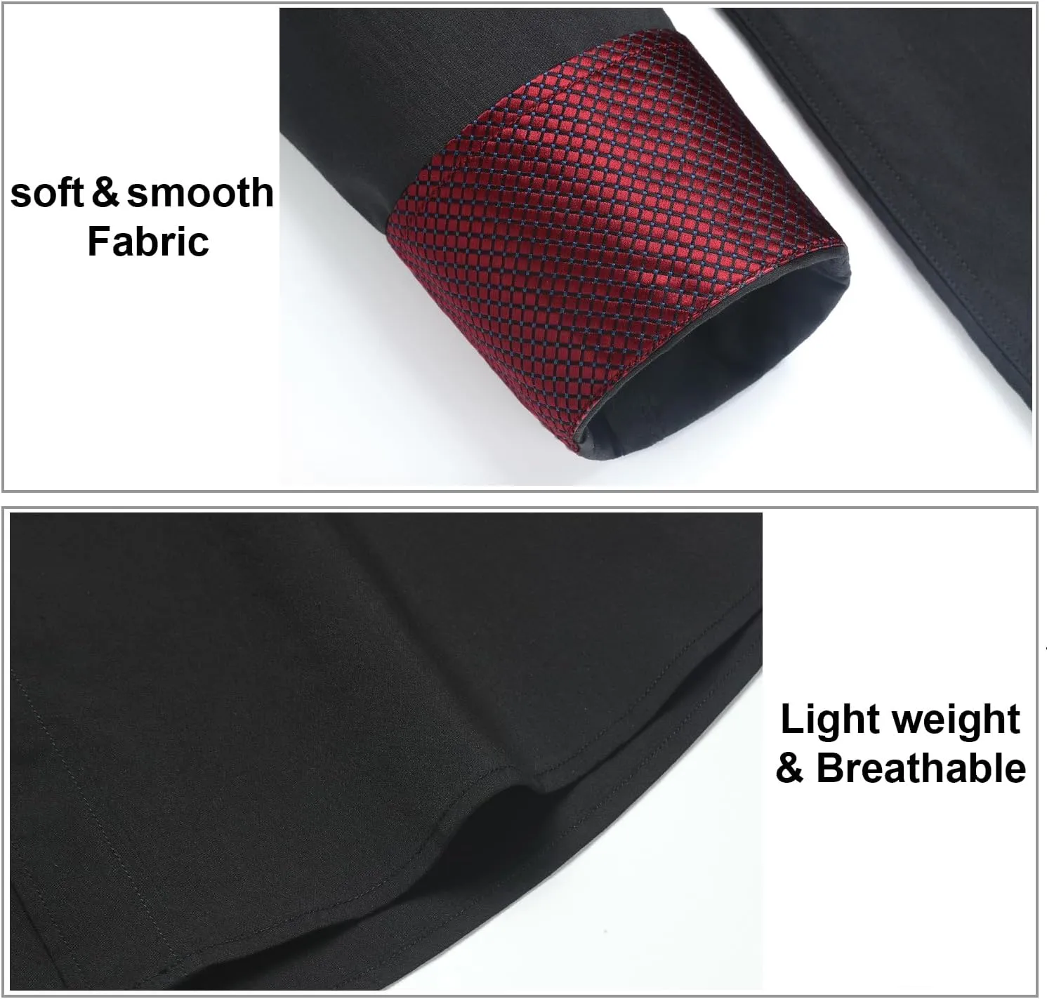 HISDERN Mens Dress Shirts Long Sleeve Button Down Casual Shirts for Men Inner Contrast Formal Business Tuxedo Wedding Shirt