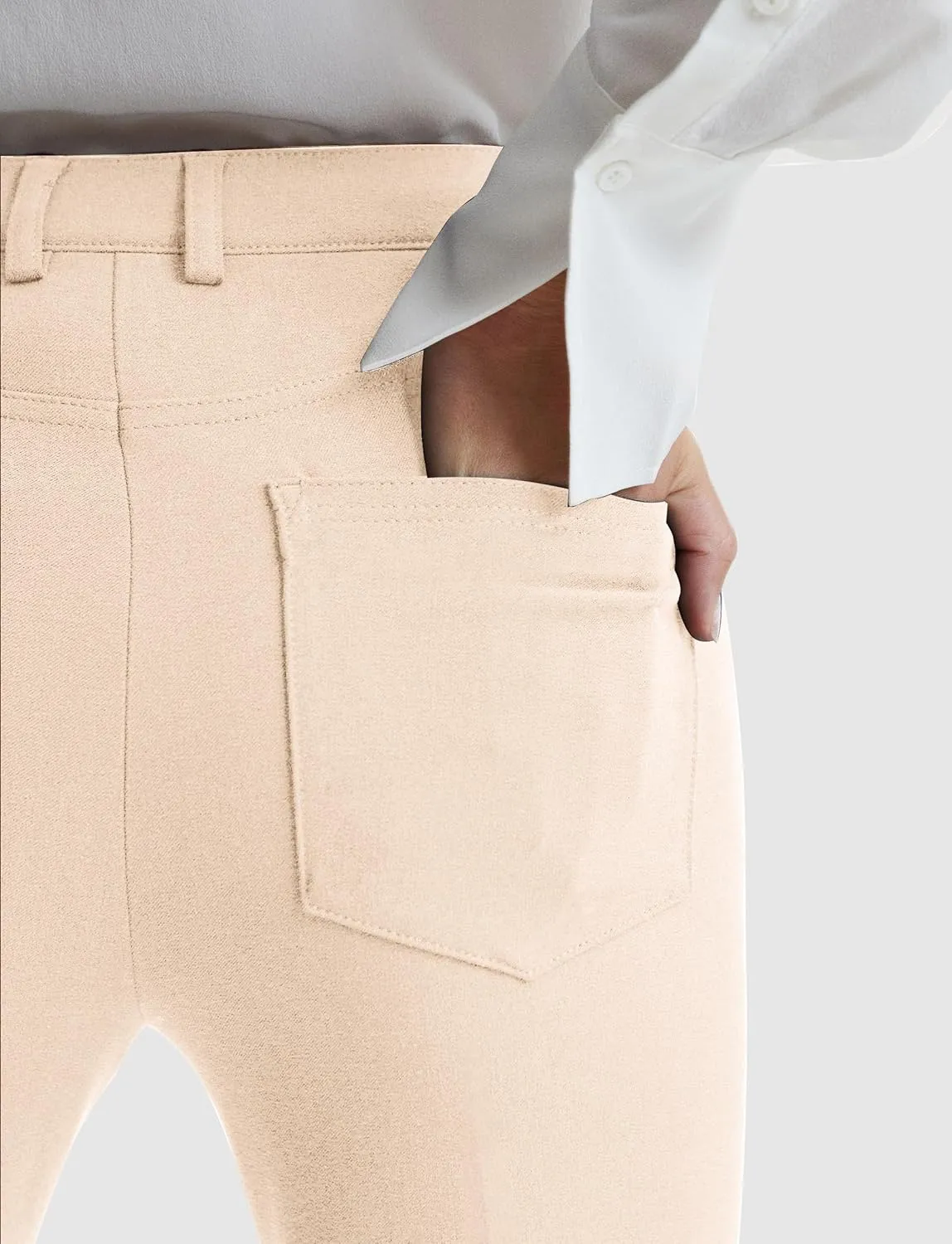 Houmous S-XXL 29''31''33''35'' Inseam Women's Bootcut Dress Pants with Pocket Stretch Work Lounge Pant Office Casual Pants