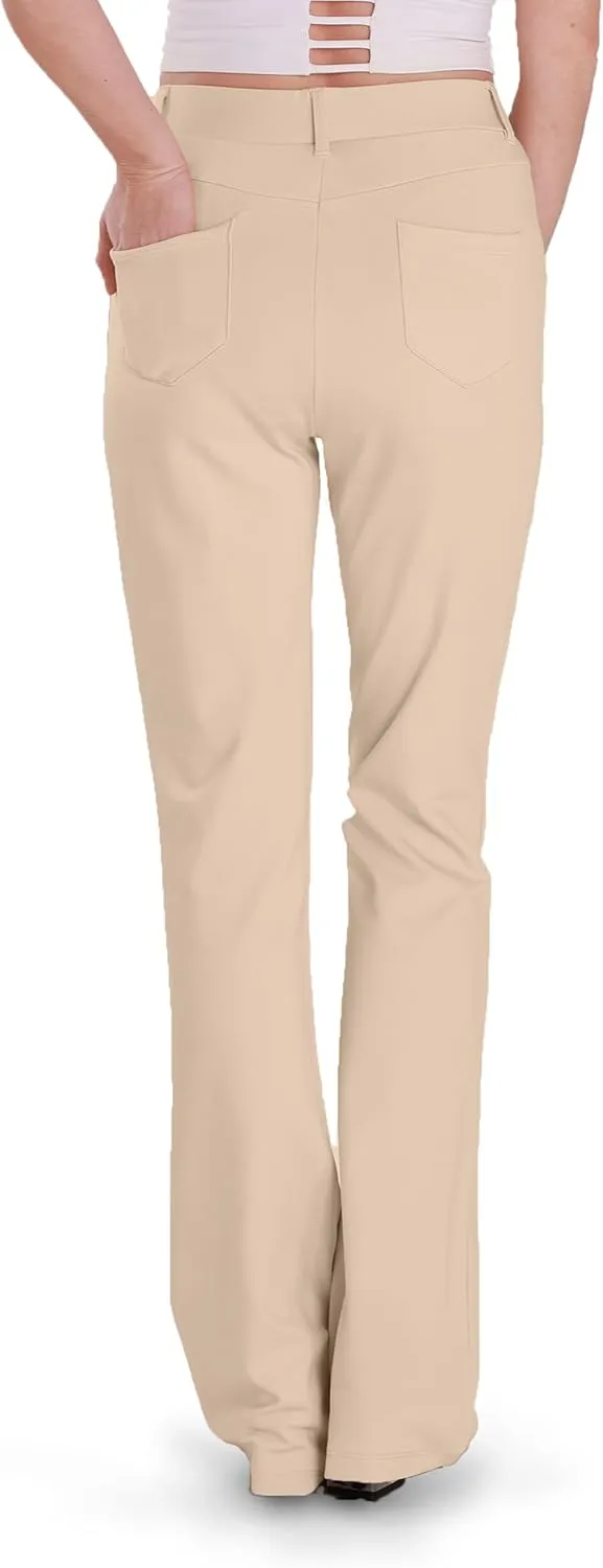 Houmous S-XXL 29''31''33''35'' Inseam Women's Bootcut Dress Pants with Pocket Stretch Work Lounge Pant Office Casual Pants