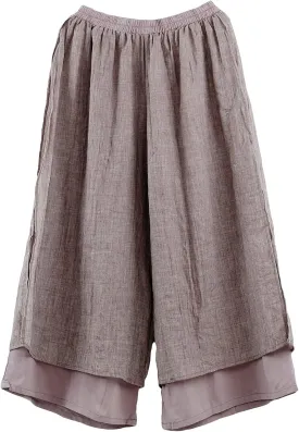 LaovanIn Women's Wide Leg Capri Pants Cotton Cropped Palazzo Trousers Culottes