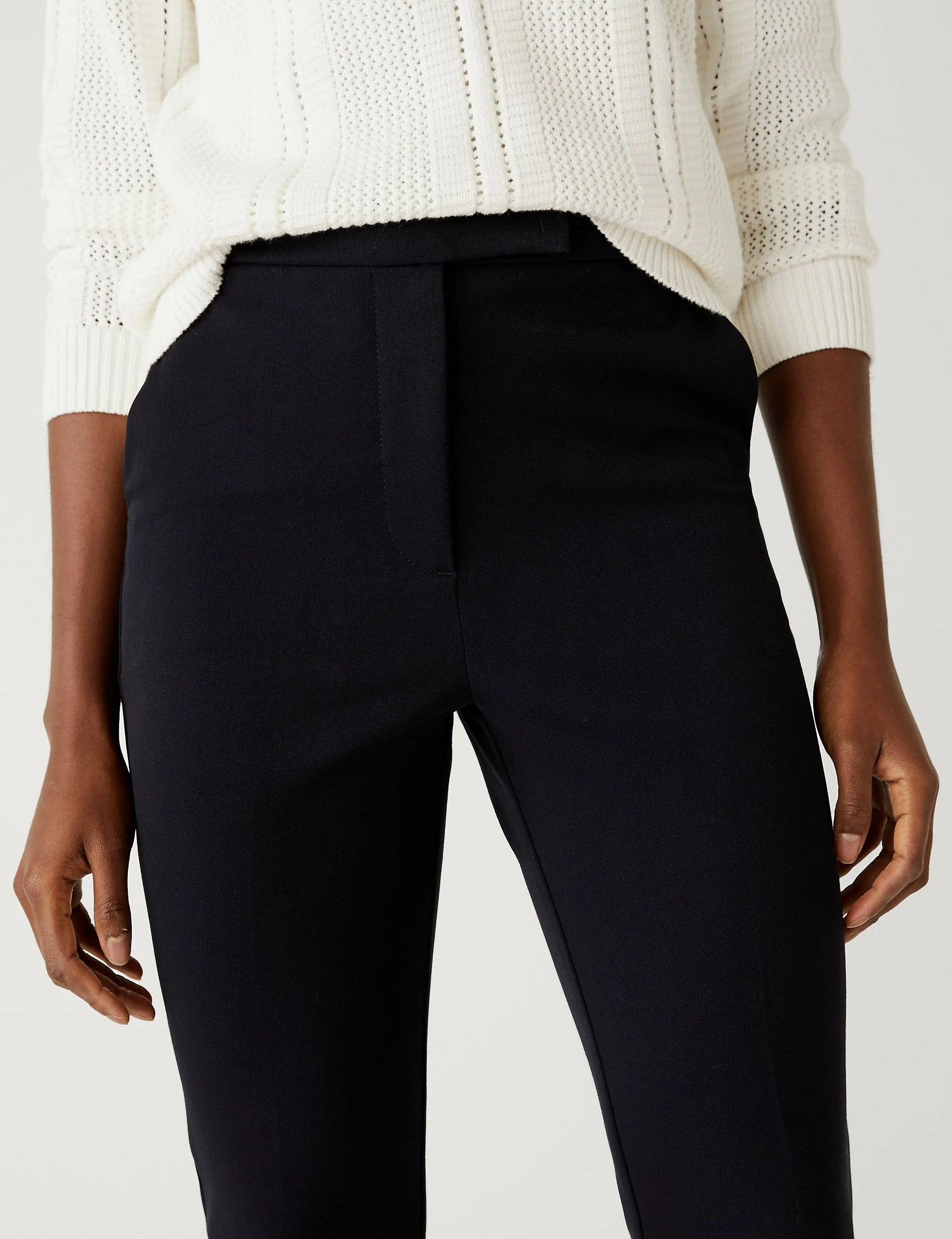 Marks & Spencer Grazer Ankle-Length Slim Trousers, Navy