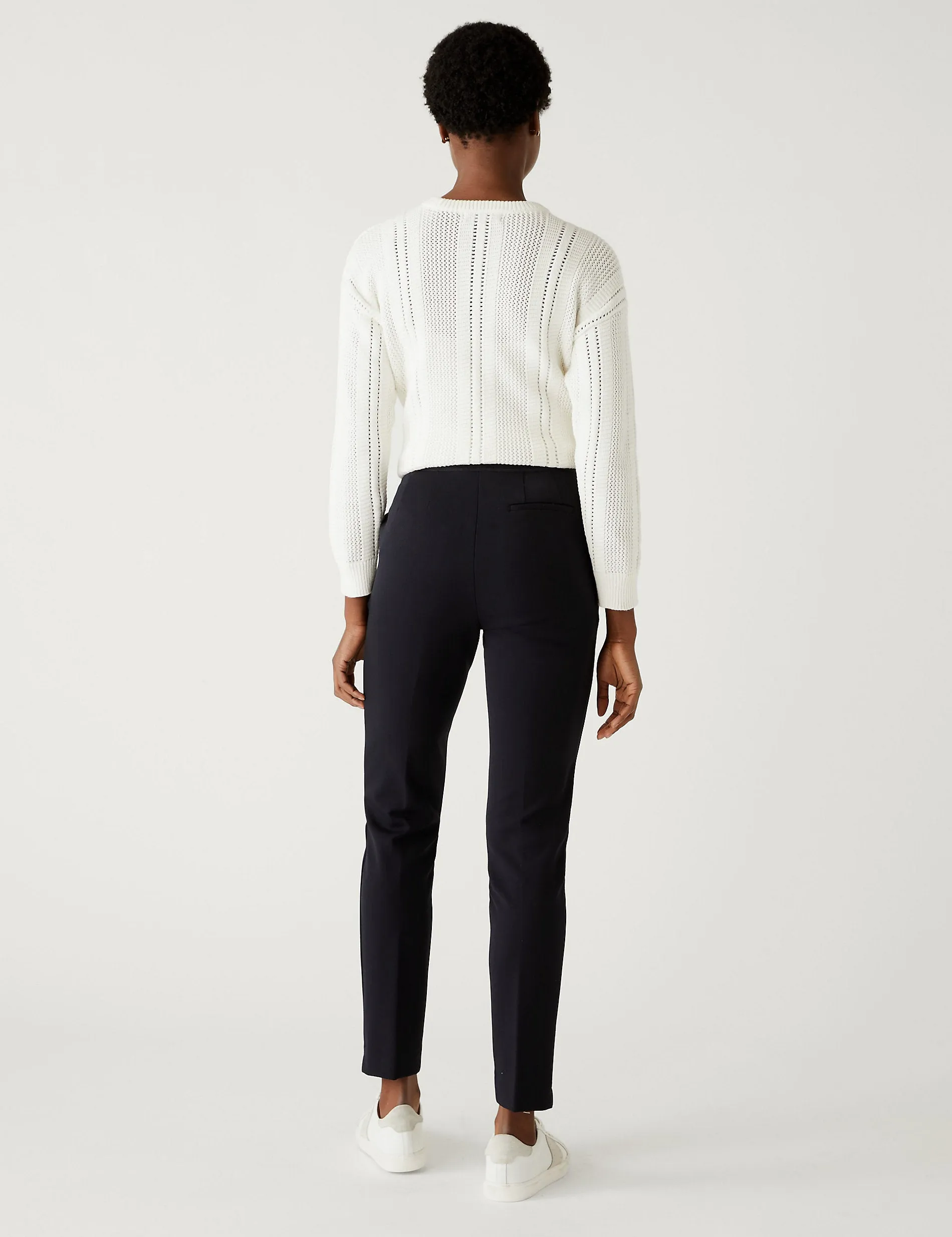Marks & Spencer Grazer Ankle-Length Slim Trousers, Navy
