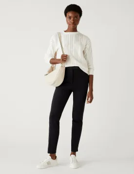 Marks & Spencer Grazer Ankle-Length Slim Trousers, Navy