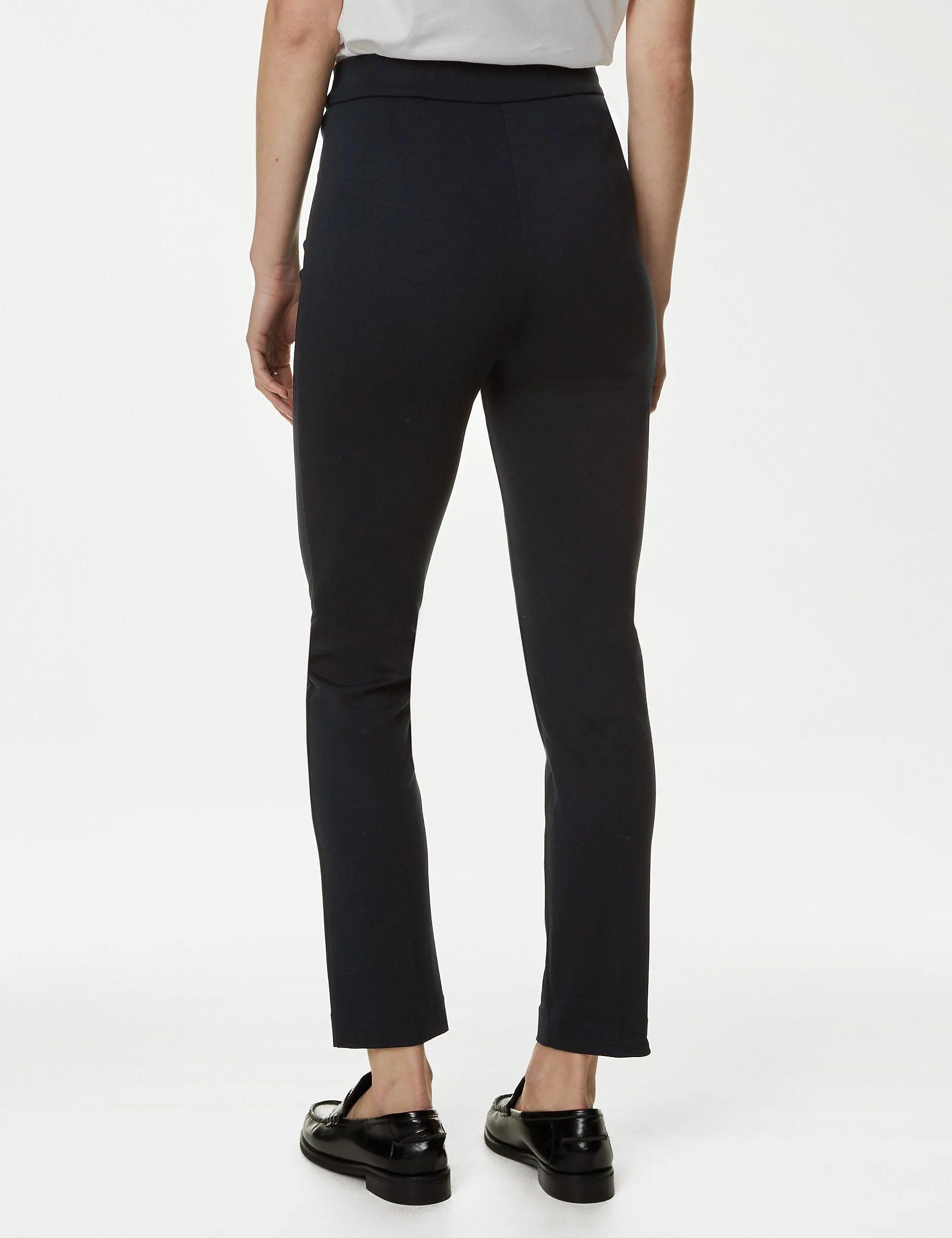 Marks & Spencer Grazer Jersey Ankle-Length Slim Trousers, Navy