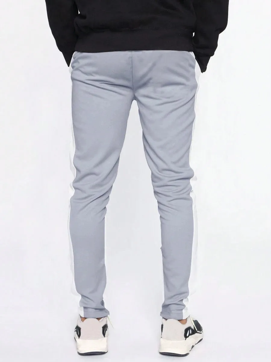 Men Contrast Panel Drawstring Sweatpants