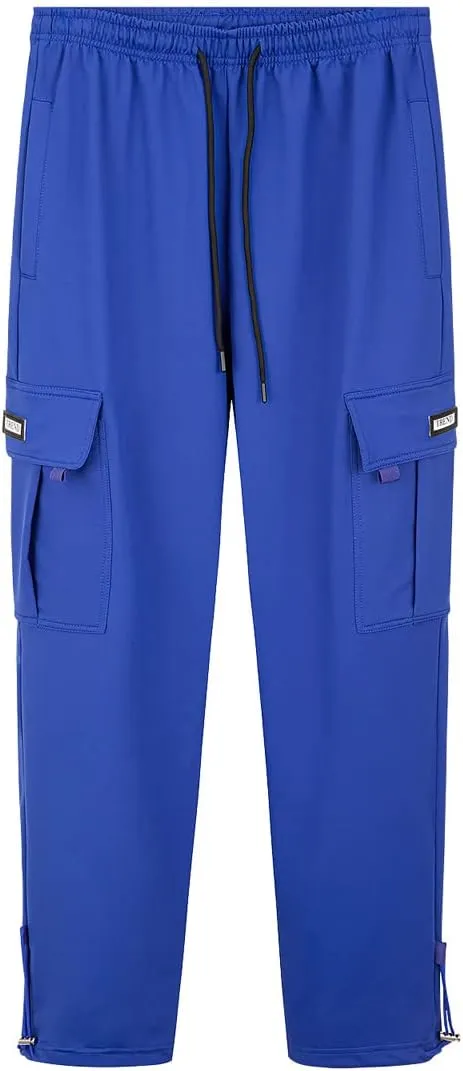 Men's Cargo Sweatpants Loose Fit Pants Joggers for Men with Pockets, Open Bottom Drawstring
