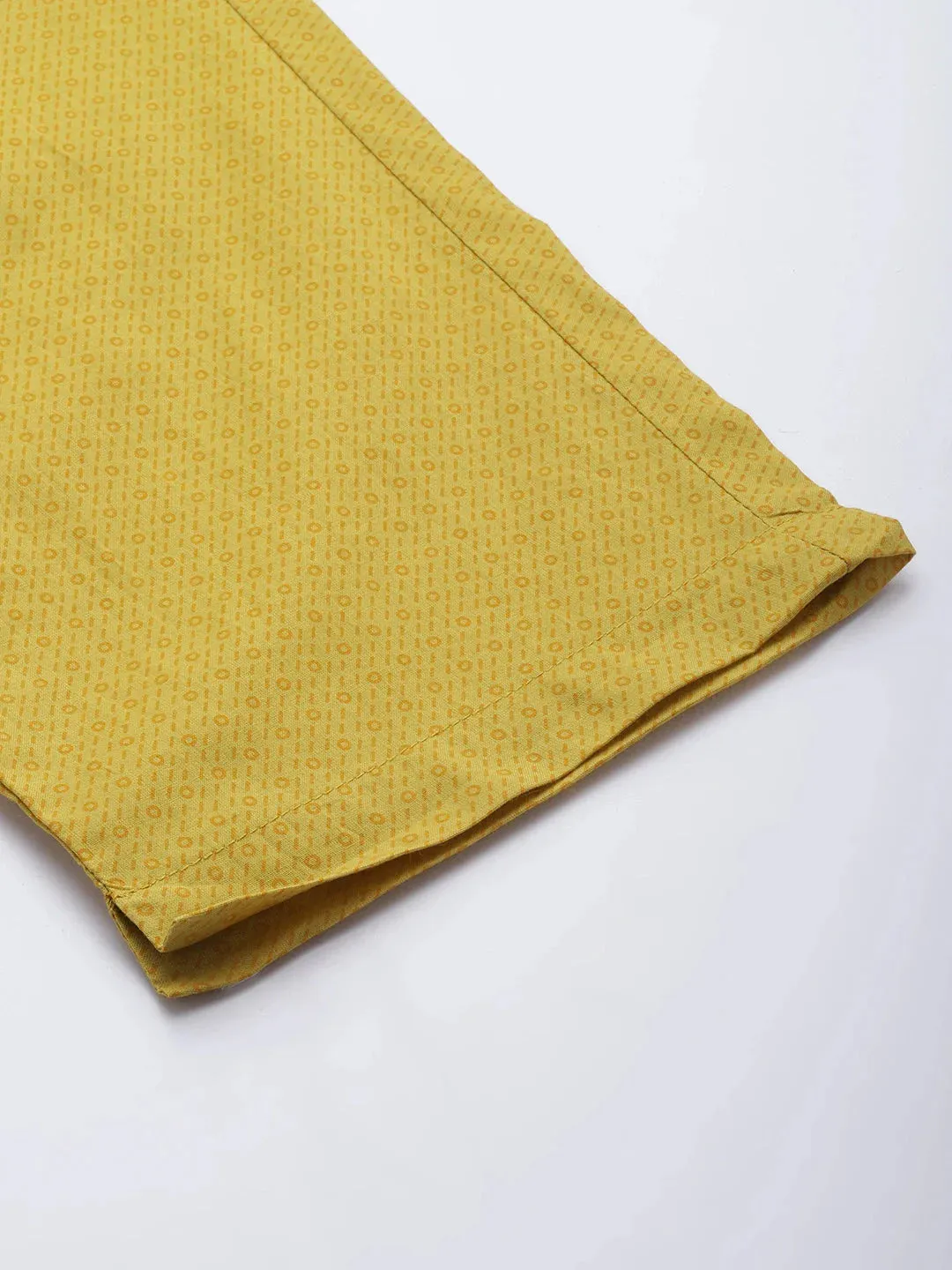 Mustard Printed Cotton Dupatta Set