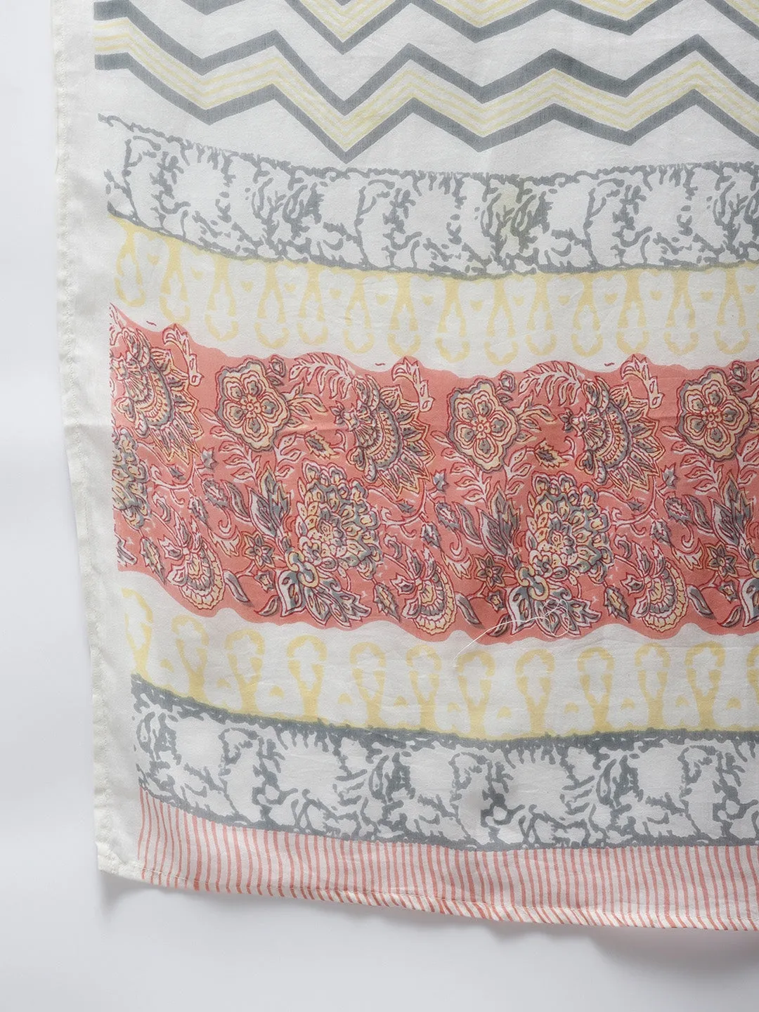 Peach Ethnic Motifs Printed Dupatta Set
