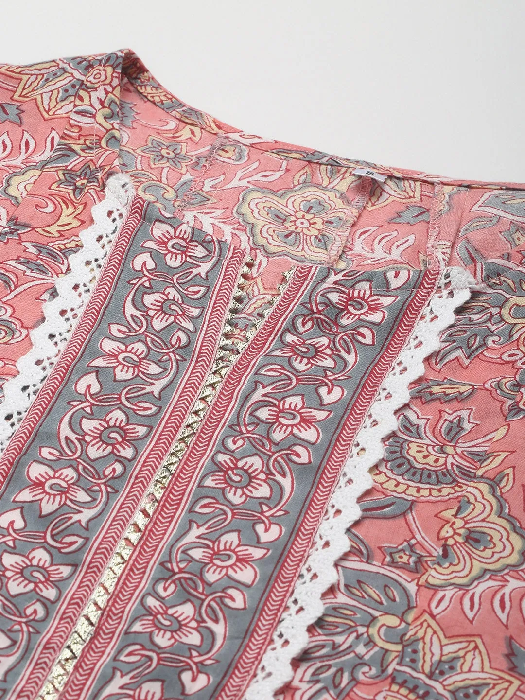 Peach Ethnic Motifs Printed Dupatta Set