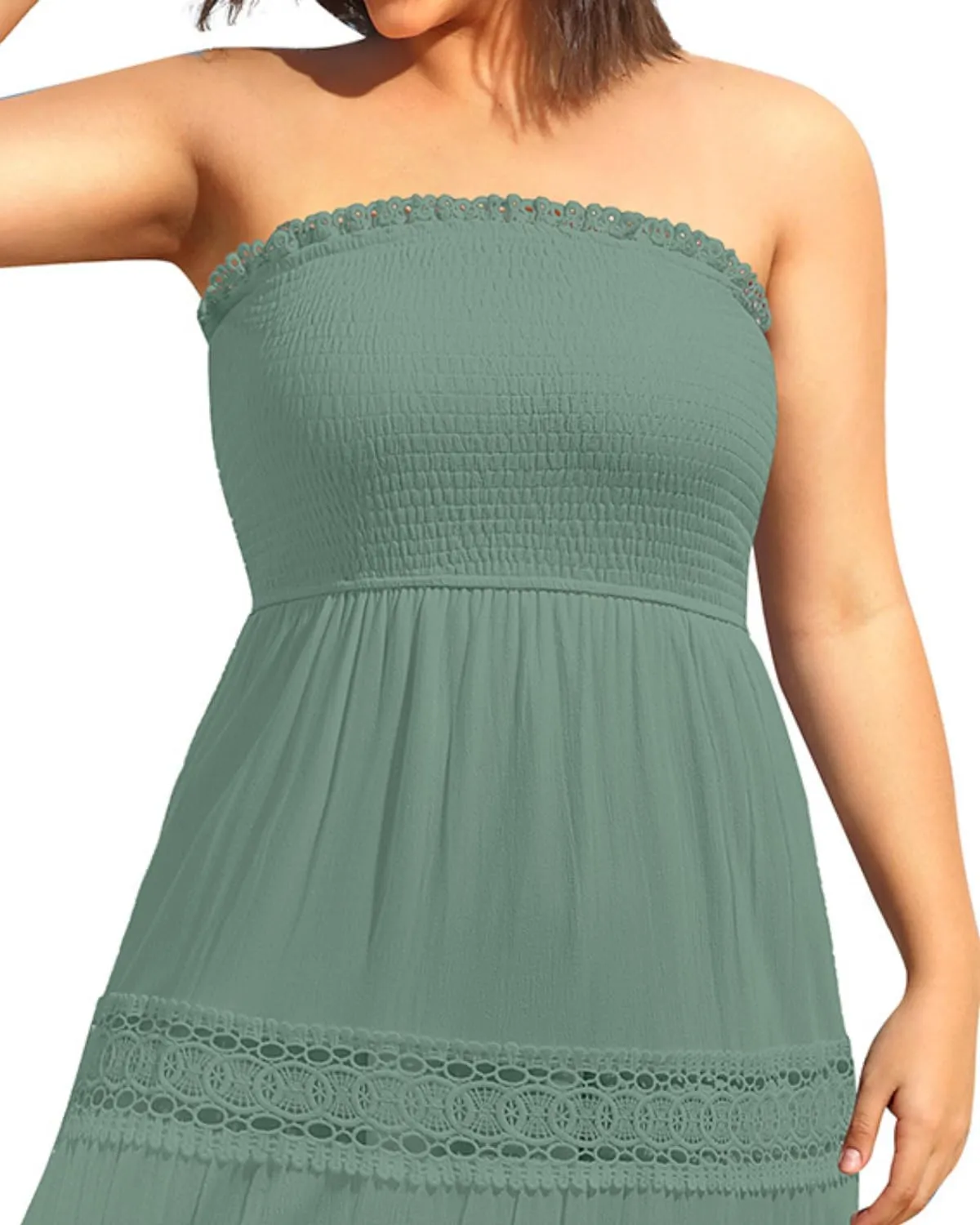 Plus Size Summer Dress- Beach Tube Casual Boho Strapless Flowy Long Sun Maxi Dresses