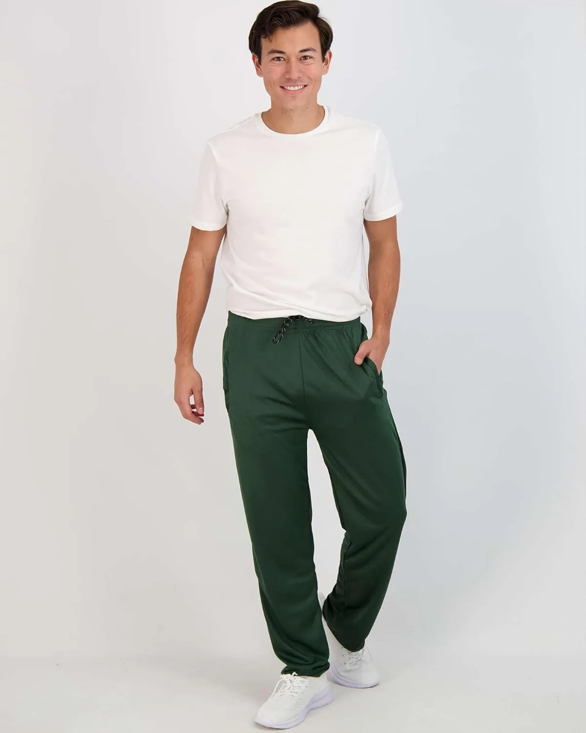 Real Essentials 3 Pack: Men's Mesh Athletic Gym Workout Lounge Open Bottom Sweatpants with Pockets (Available in Big & Tall)