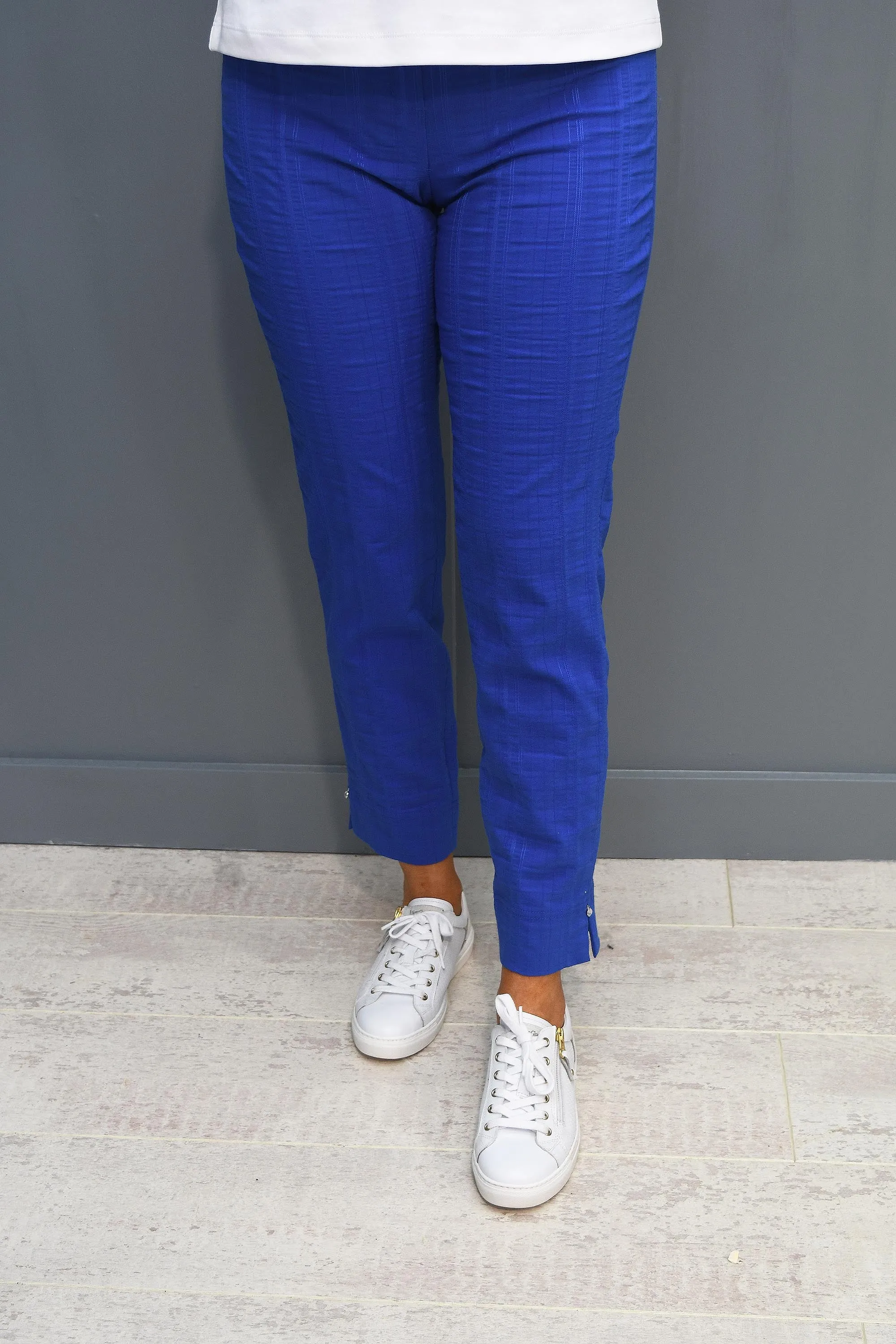 Robell Bella 09 Royal Blue Seersucker Trousers - 52642 54554 67