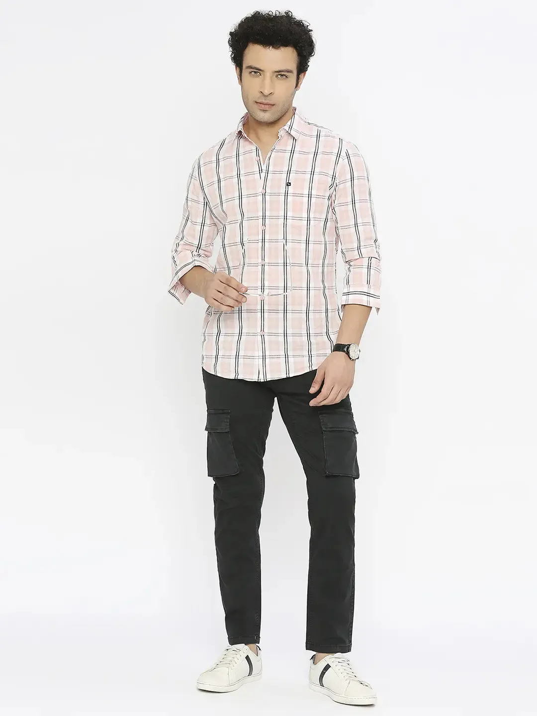 Spykar Men Black Lycra Slim Fit Ankle Length Plain Trousers