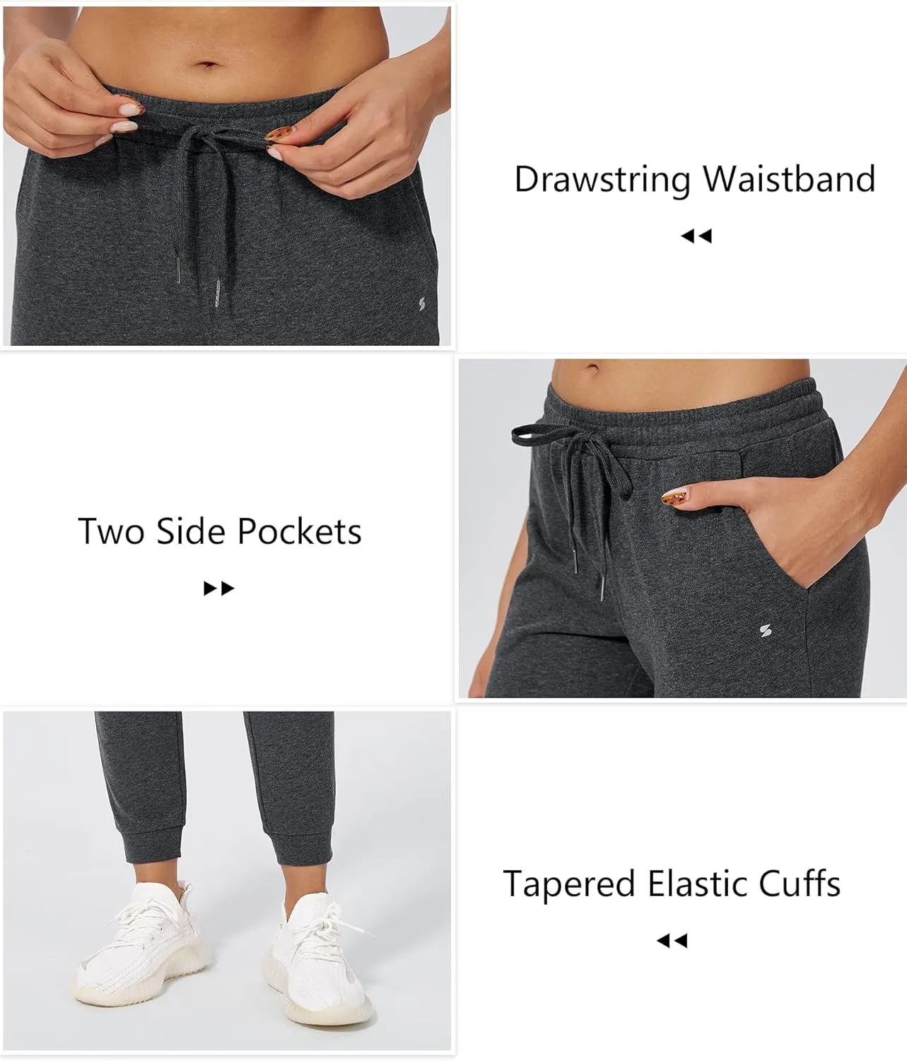 Stelle Womens High Waist Drawstring Jogger Athletic Lounge Sweatpants with Pockets