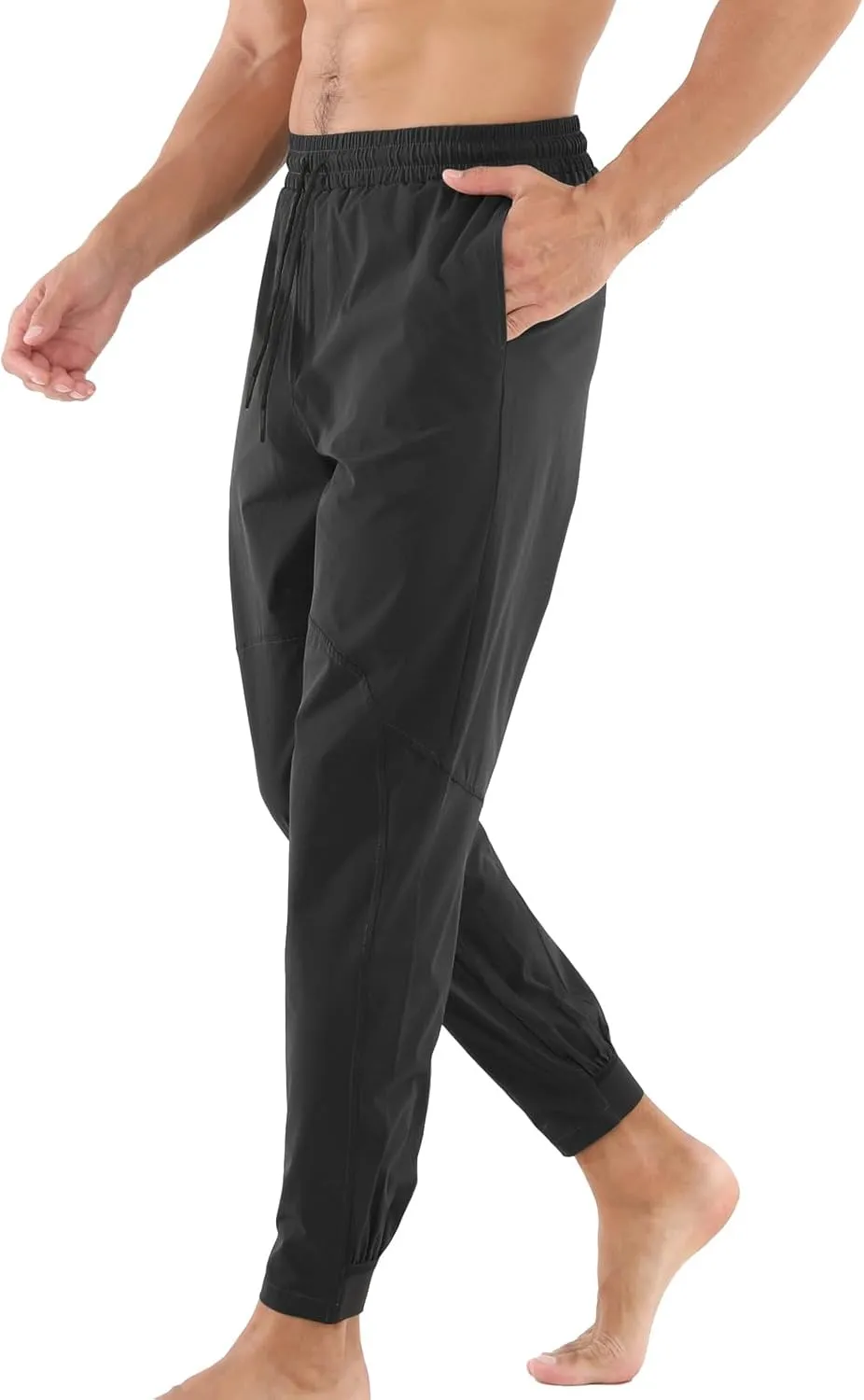 Surenow Mens Athletic Lightweight Workout Sweatpants Multiple Pockets Gym Quick-Drying Joggers Tapered Fit Training Pants