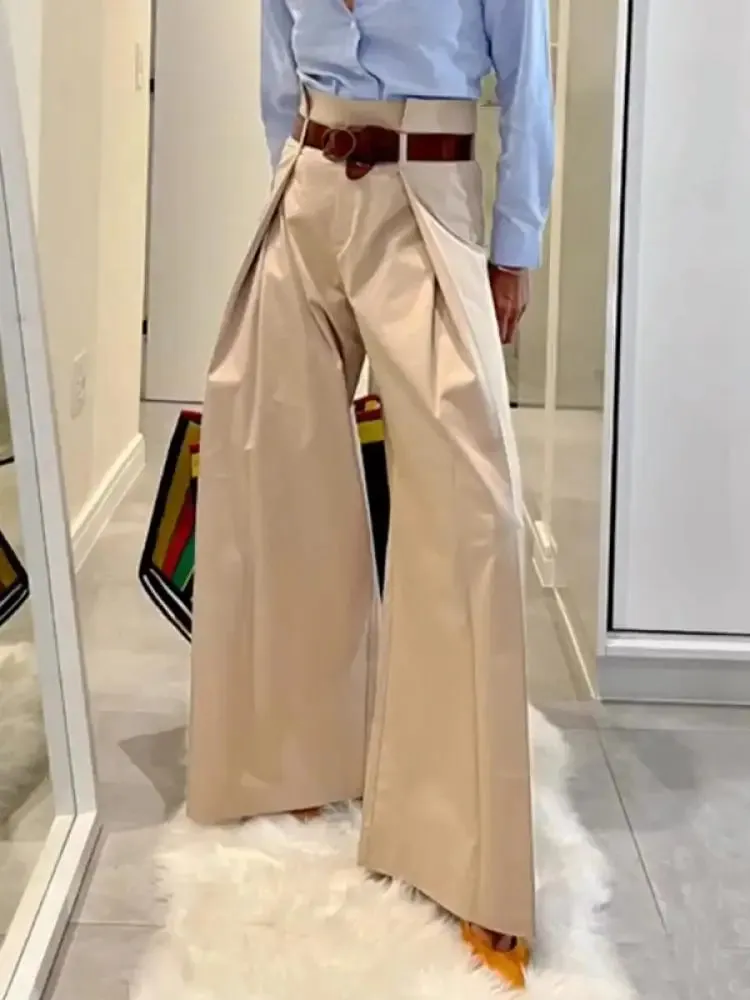 TAVIMART  -  Urban Female Fashion High Waist Wide Leg Pants New Spring Summer Loose Casual Office Pleated Trousers For Women