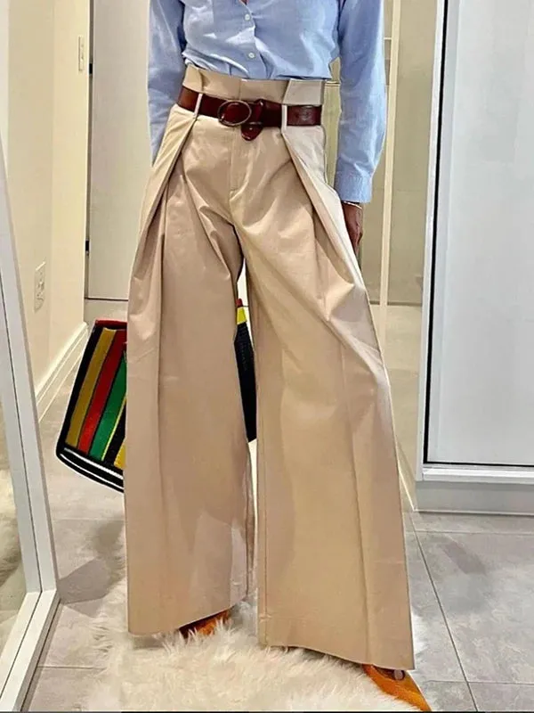 TAVIMART  -  Urban Female Fashion High Waist Wide Leg Pants New Spring Summer Loose Casual Office Pleated Trousers For Women