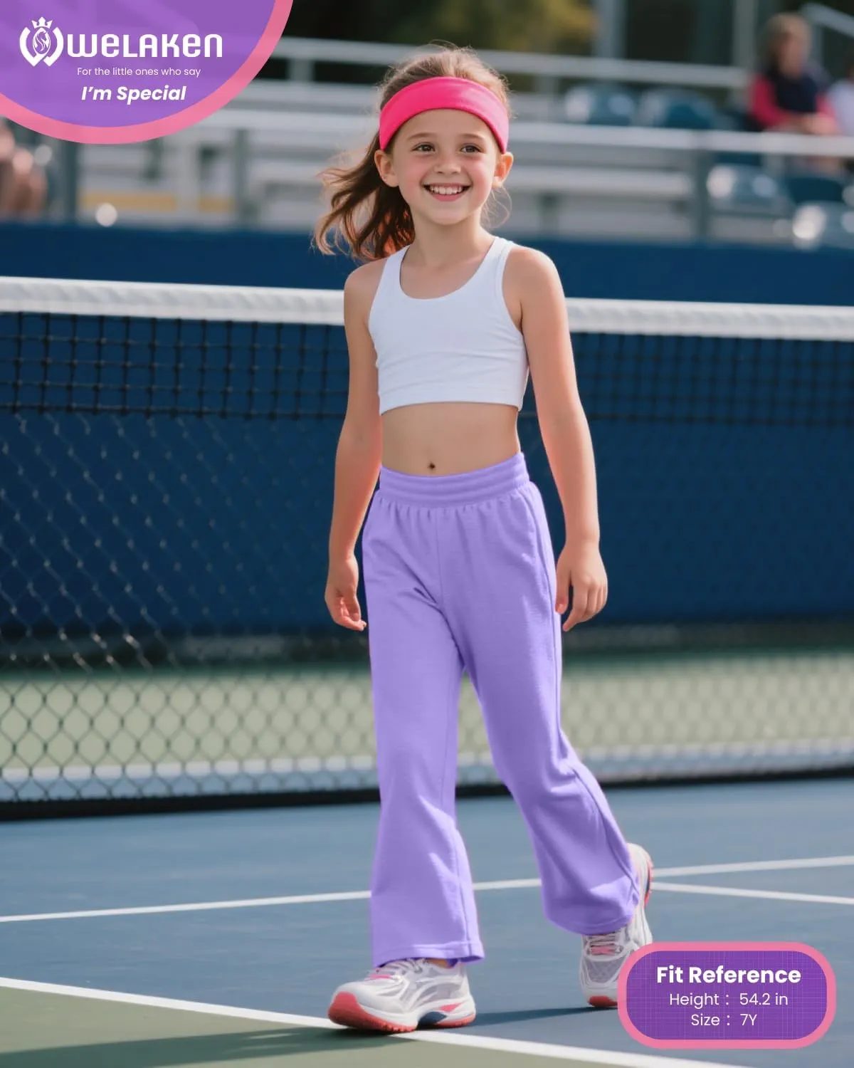 WELAKEN Girls Sweatpants for Casual & Athletic - Kids Flared Pants Bell-Bottom Trousers with Pockets