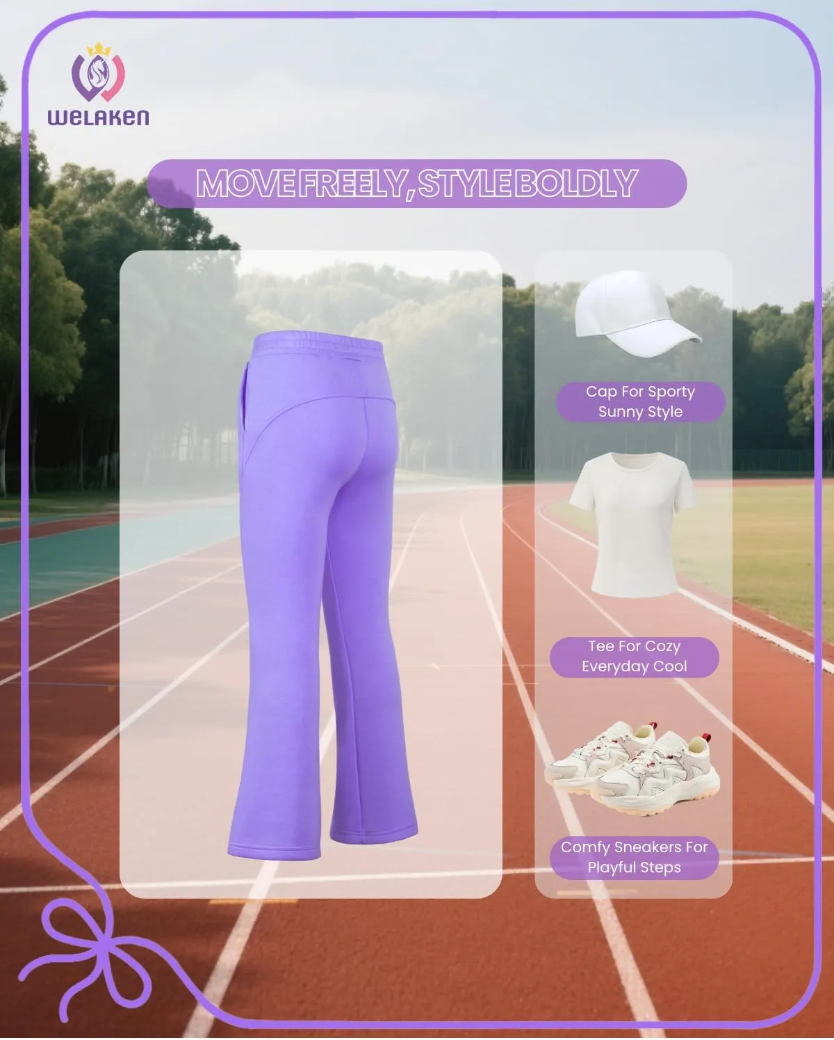 WELAKEN Girls Sweatpants for Casual & Athletic - Kids Flared Pants Bell-Bottom Trousers with Pockets