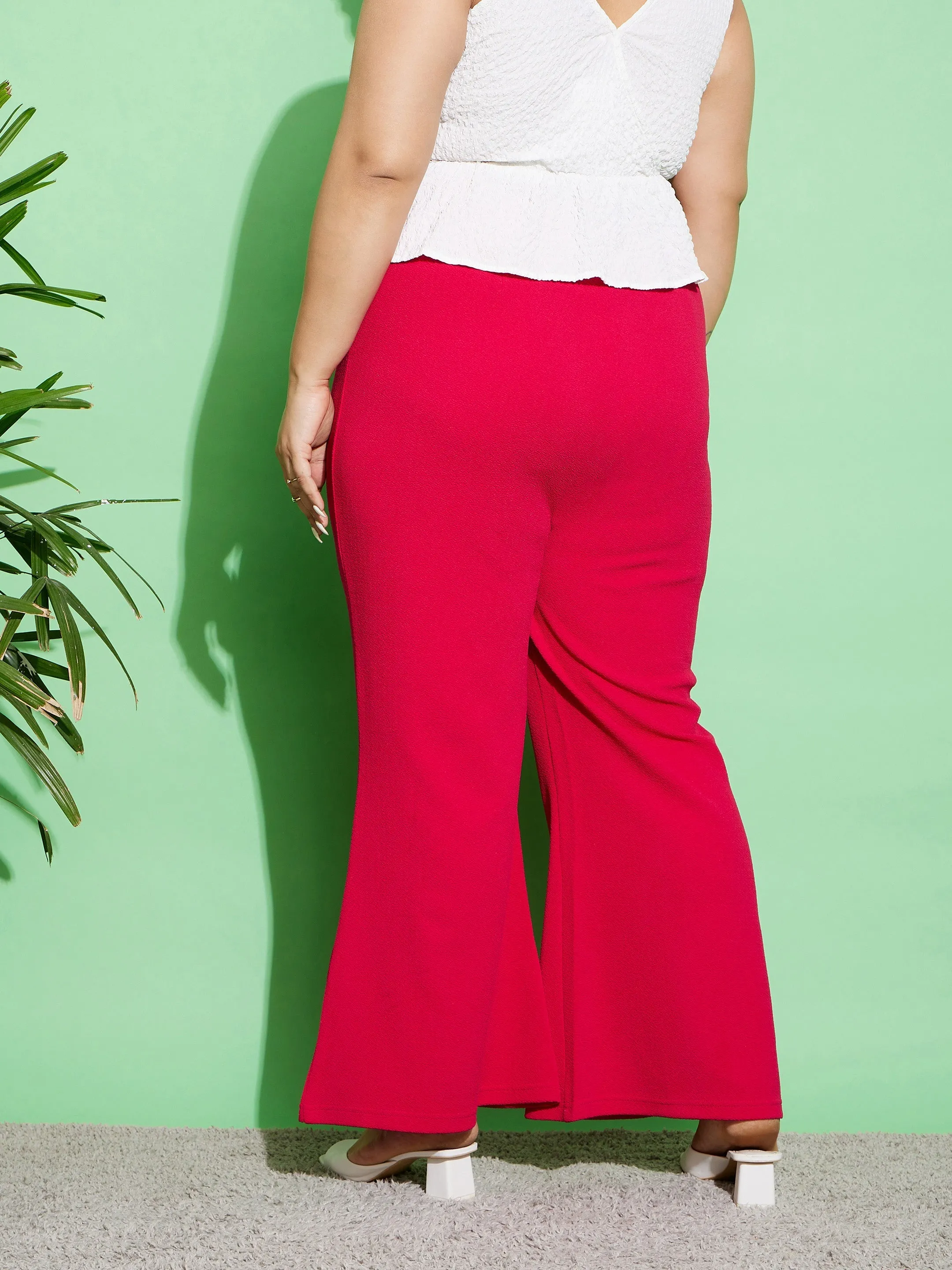Women Fuchsia Bell Bottom Pants