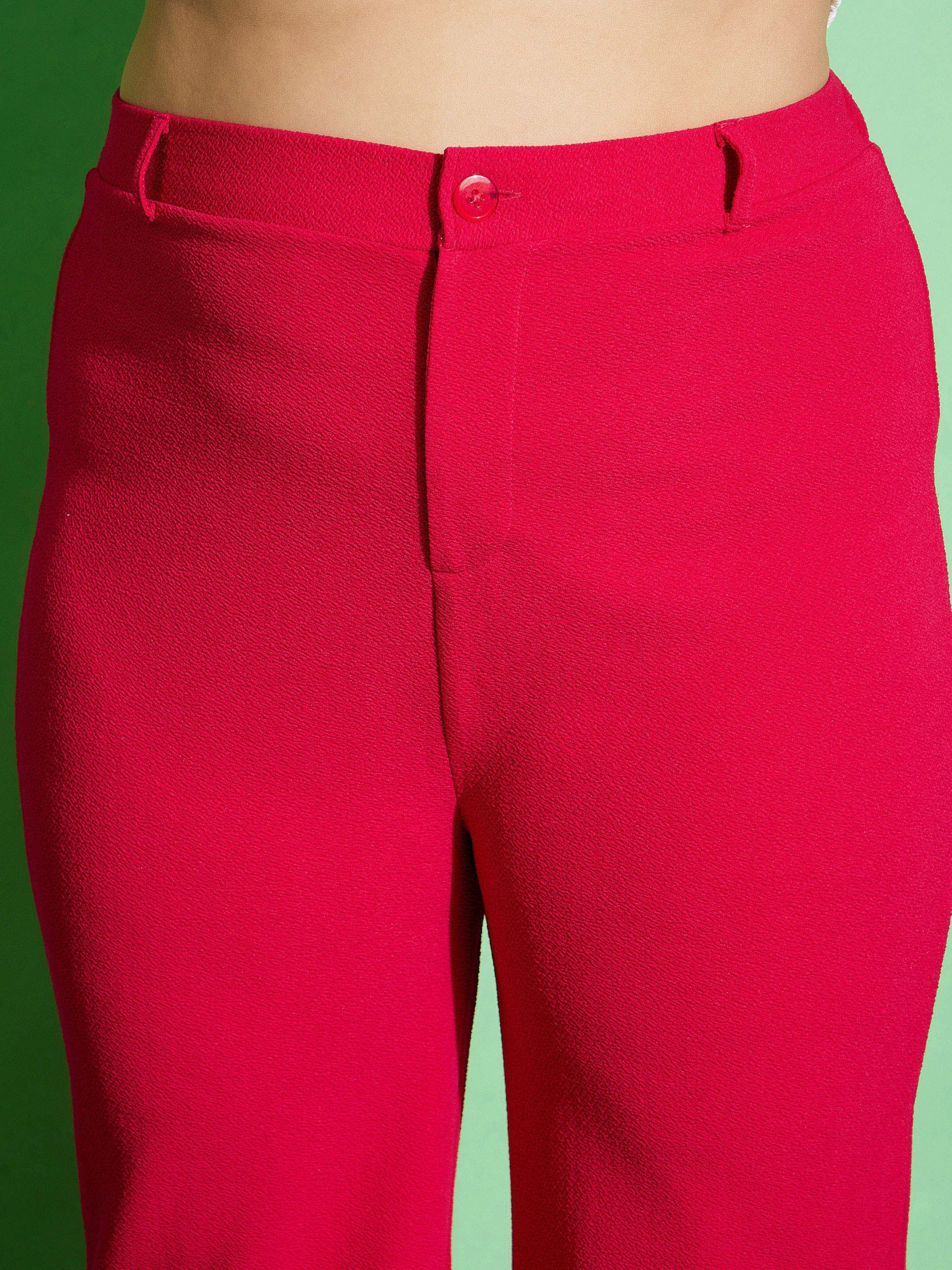 Women Fuchsia Bell Bottom Pants