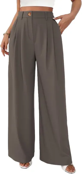 Women's Wide Leg Dress Pants High Waisted Loose Fit Business Casual Work Trousers with Pockets 2025