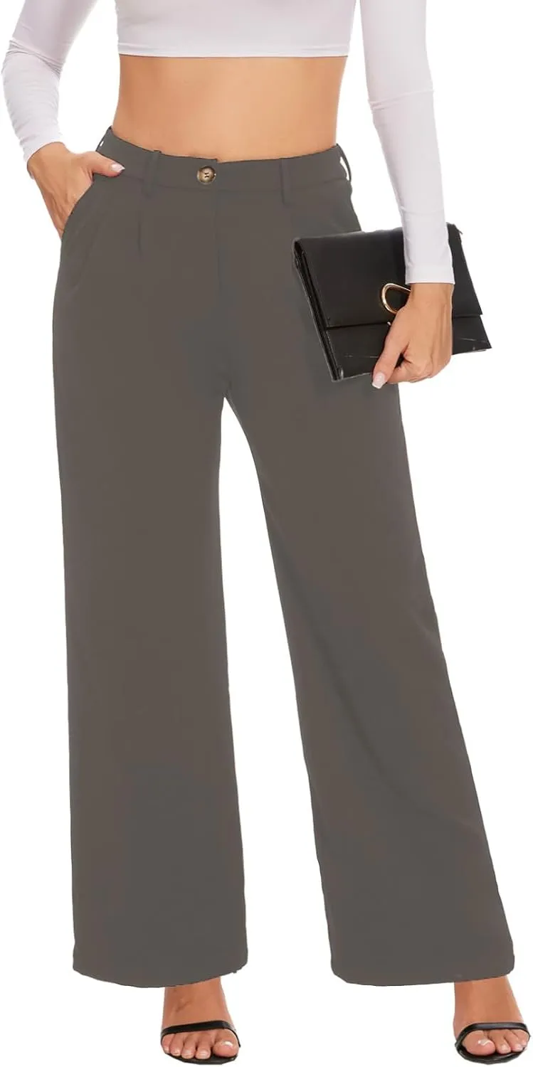 Women's Wide Leg Dress Pants High Waisted Loose Fit Business Casual Work Trousers with Pockets 2025